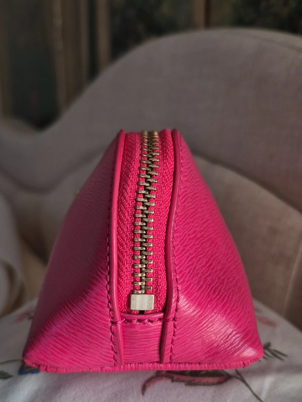 Vintage Lauren Ralph Lauren Pink Sloan Street Trangle Cosmetic Make-Up Bag Case